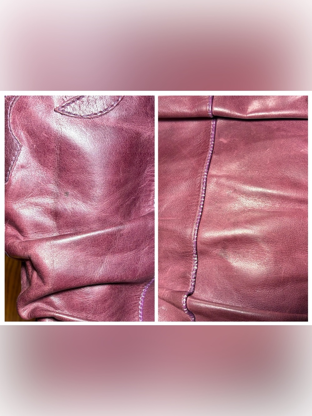 Y2K Steve Madden Purple Leather Slouch Western Boots Ombré Heel Size 8.5 - Picture 14 of 16